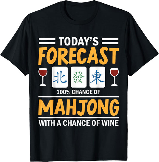 Mahjong Girl Funny Mahjong and wine T-Shirt - T-Shirt | Black
