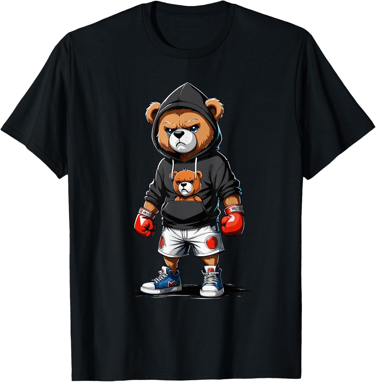 Teddy Bear Gangster Boxer with Hip Hop Street Clothes T-Shirt - T-Shirt | Black