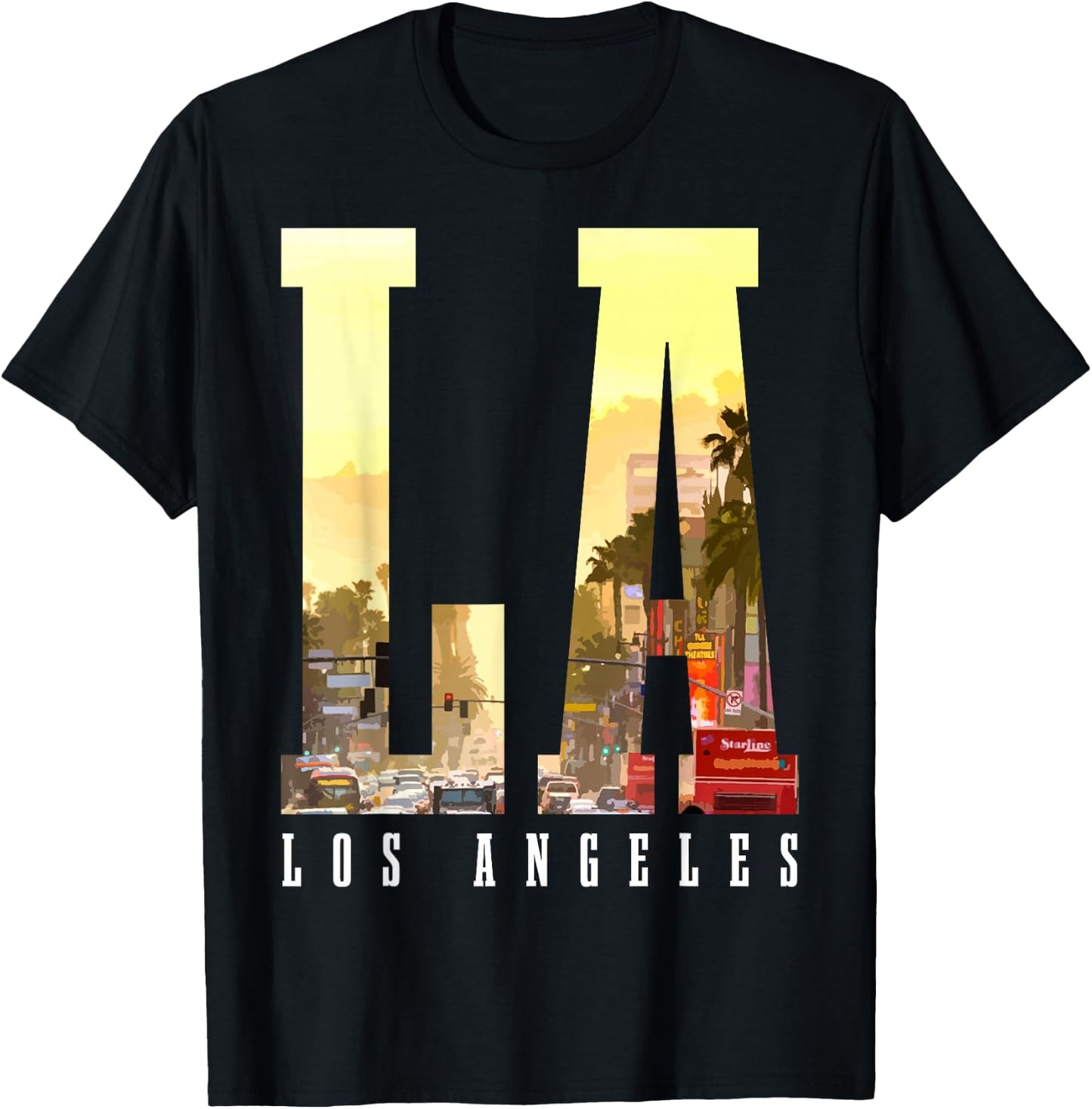 Los Angeles LA Skyline Vintage California LA T-Shirt - T-Shirt | Black