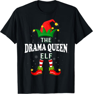 Xmas Drama queen Elf Family Matching Christmas Pajama T-Shirt - T-Shirt | Black
