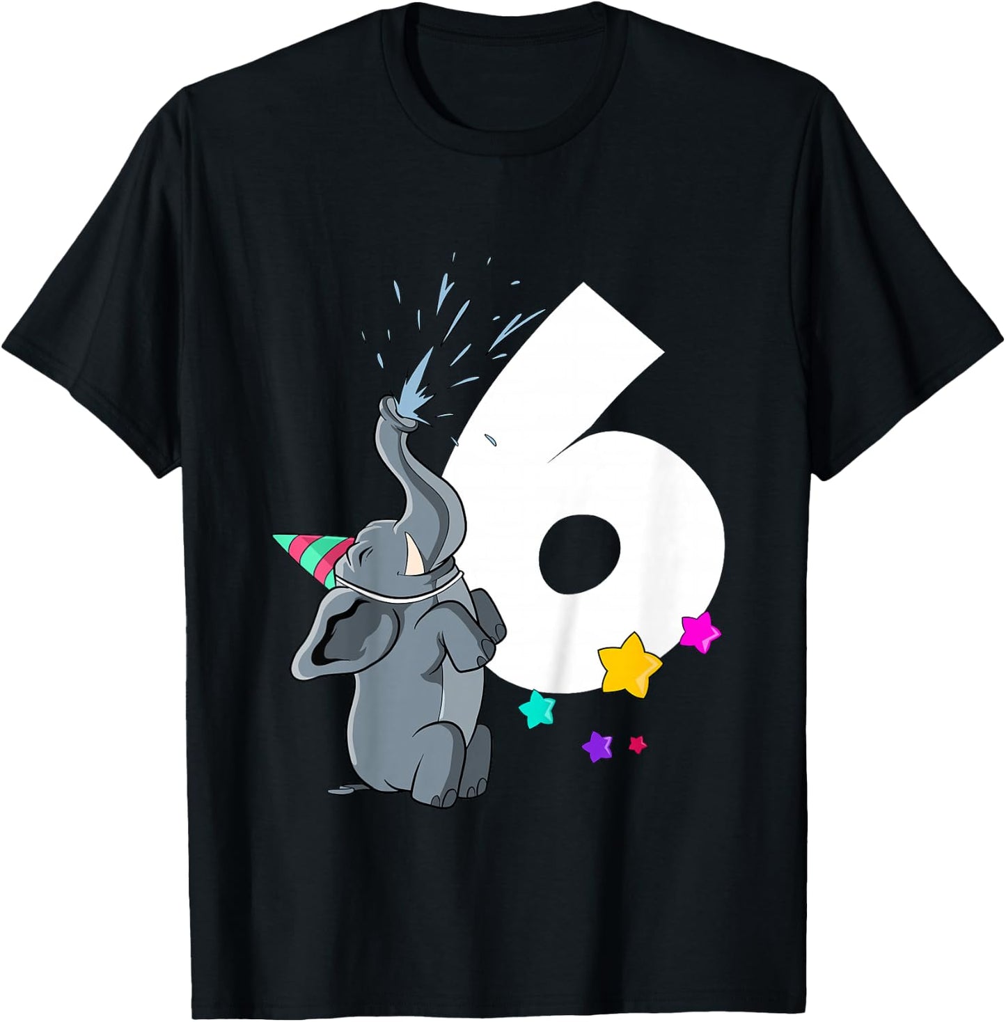 Kids Elephant 6th birthday 6 years old T-Shirt - T-Shirt | Black