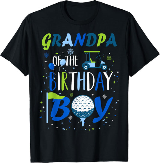 Grandpa of The Birthday Boy Hole in One Golf Sport Matching T-Shirt - T-Shirt | Black