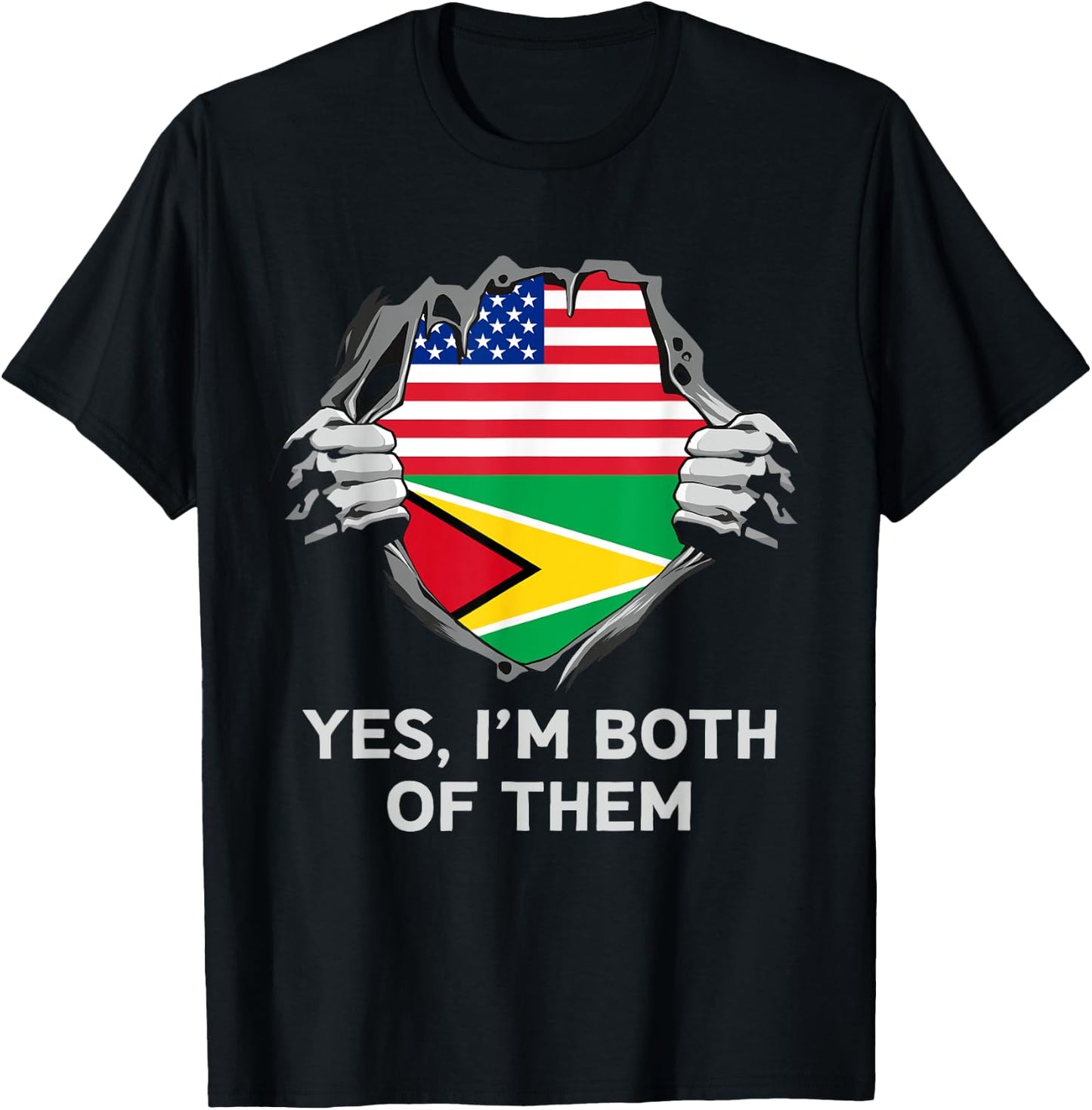Half American Half Guyanese USA Guyana Flag T-Shirt - T-Shirt | Black