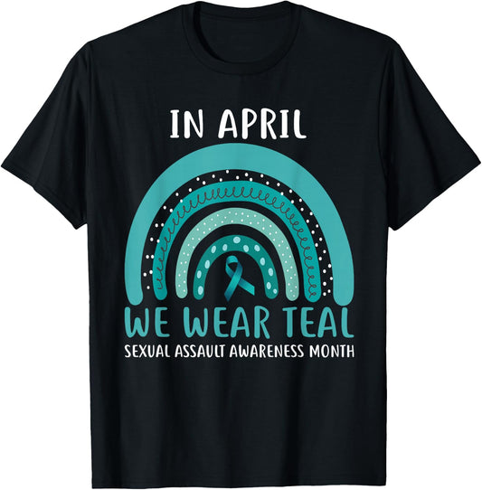 In April We Wear Teal Sexual Assault Awareness Month 2025 T-Shirt - T-Shirt | Black