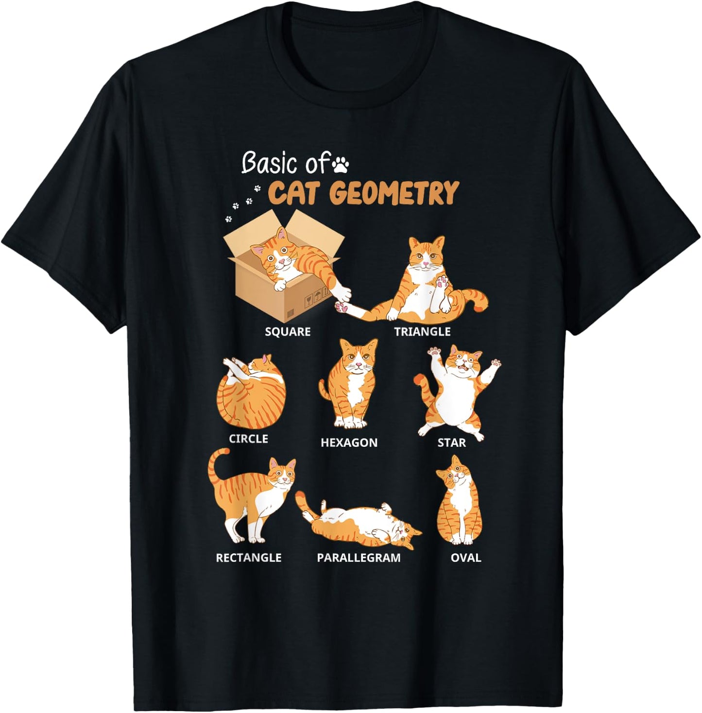 Basic Cat Geometry Cute Cat Lover Math School Women Kids T-Shirt - T-Shirt | Black