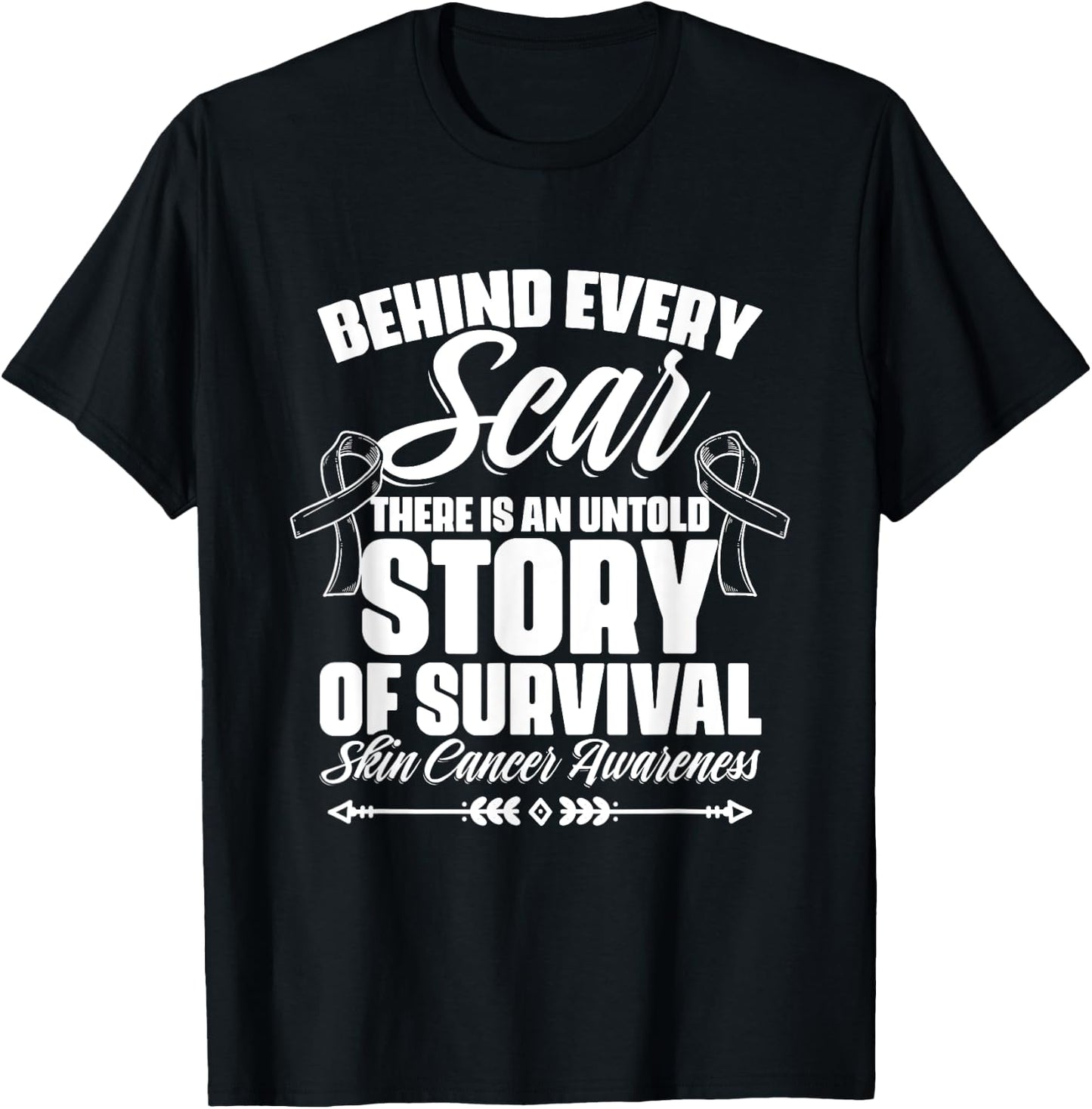 Story Of Survival - Skin Cancer Warrior Melanoma Awareness T-Shirt - T-Shirt | Black