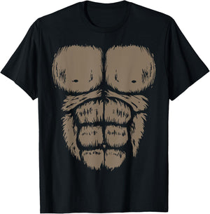 Gorilla Monkey Belly Chest Costume DIY Halloween Matching T-Shirt - T-Shirt | Black
