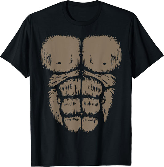 Gorilla Monkey Belly Chest Costume DIY Halloween Matching T-Shirt - T-Shirt | Black