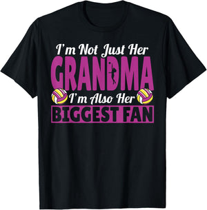 Grandmother I'm Her Grandma I'm Her Biggest Fan Volleyball T-Shirt - T-Shirt | Black