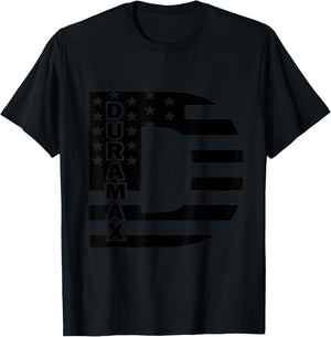 Duramax American Flag Shirt Diesel Truck Letter D USA T-Shirt - T-Shirt | Black