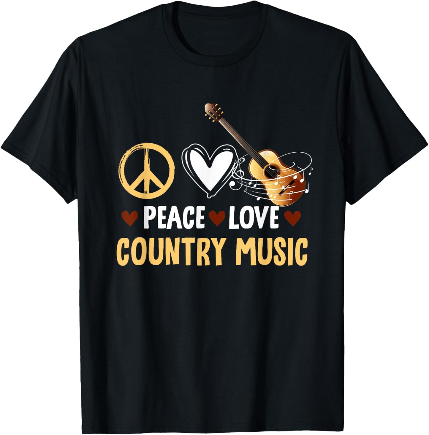 Funny Vintage Western Women Peace Love Country Music T-Shirt - T-Shirt | Black