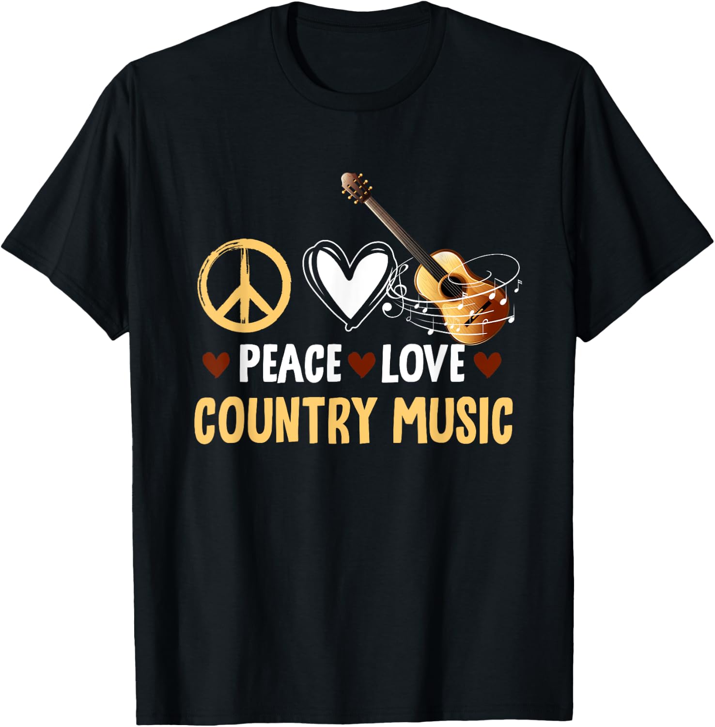 Funny Vintage Western Women Peace Love Country Music T-Shirt - T-Shirt | Black