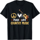 Funny Vintage Western Women Peace Love Country Music T-Shirt - T-Shirt | Black