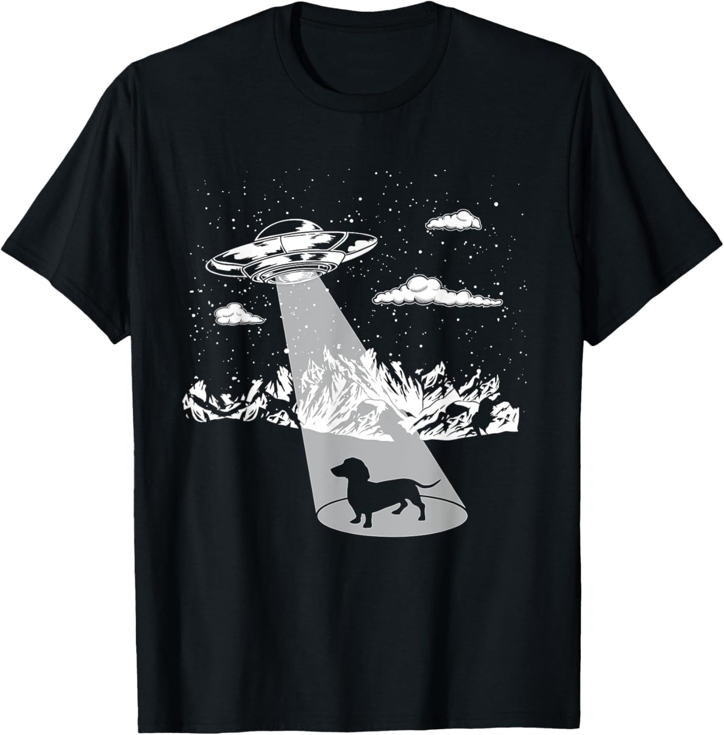 Funny Dachshund Ufo Designs Alien Abduction Dachshund for Dachshund Lovers, , Black, Short Sleeve, Small T-Shirt - T-Shirt | Black