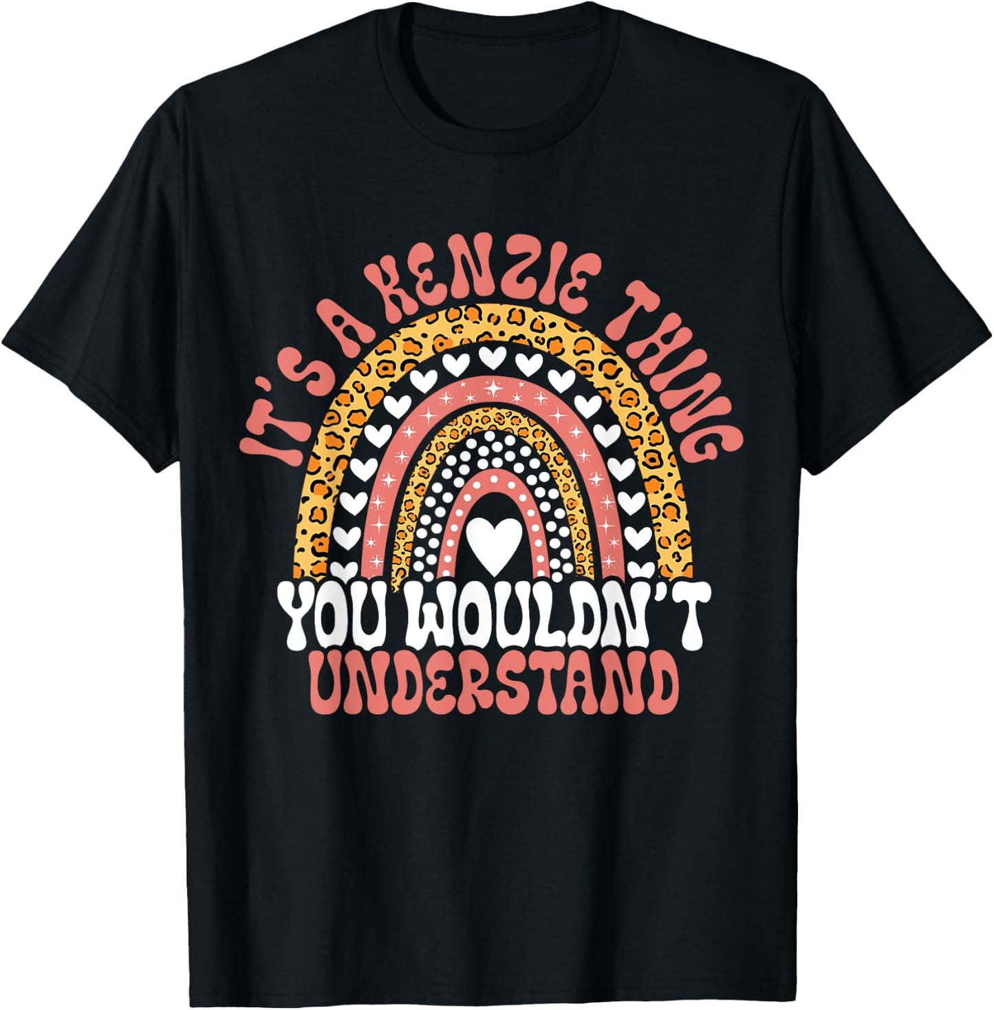 Funny Kenzie Name Leopard Funny Kenzie Birthday Quote Kenzie T-Shirt - T-Shirt | Black