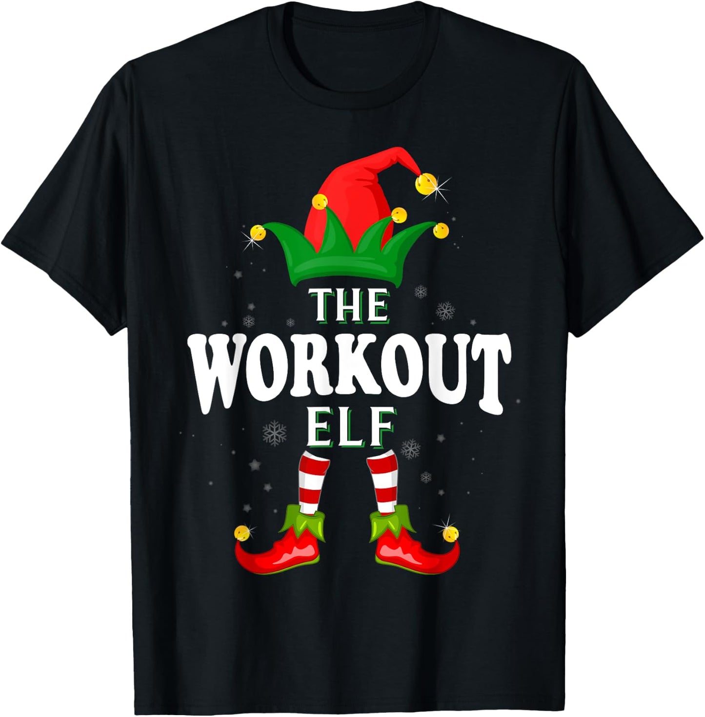 Xmas Workout Elf Family Matching Christmas Pajama T-Shirt - T-Shirt | Black