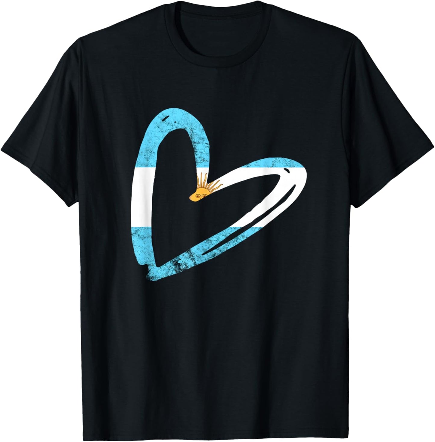 Argentinian Roots Heart Argentina Sun of May Argentina Flag T-Shirt - T-Shirt | Black