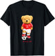 Cool Teddy Bear Soccer Kick Off Style Illustration Graphic T-Shirt - T-Shirt | Black