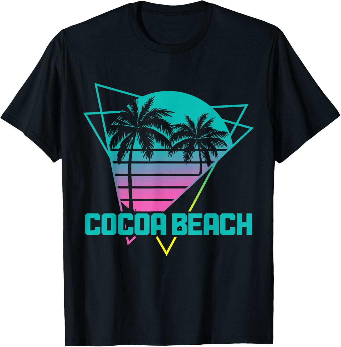 Cocoa Beach Florida Retro Vintage Surf 80s Souvenir Surfer T-Shirt - T-Shirt | Black