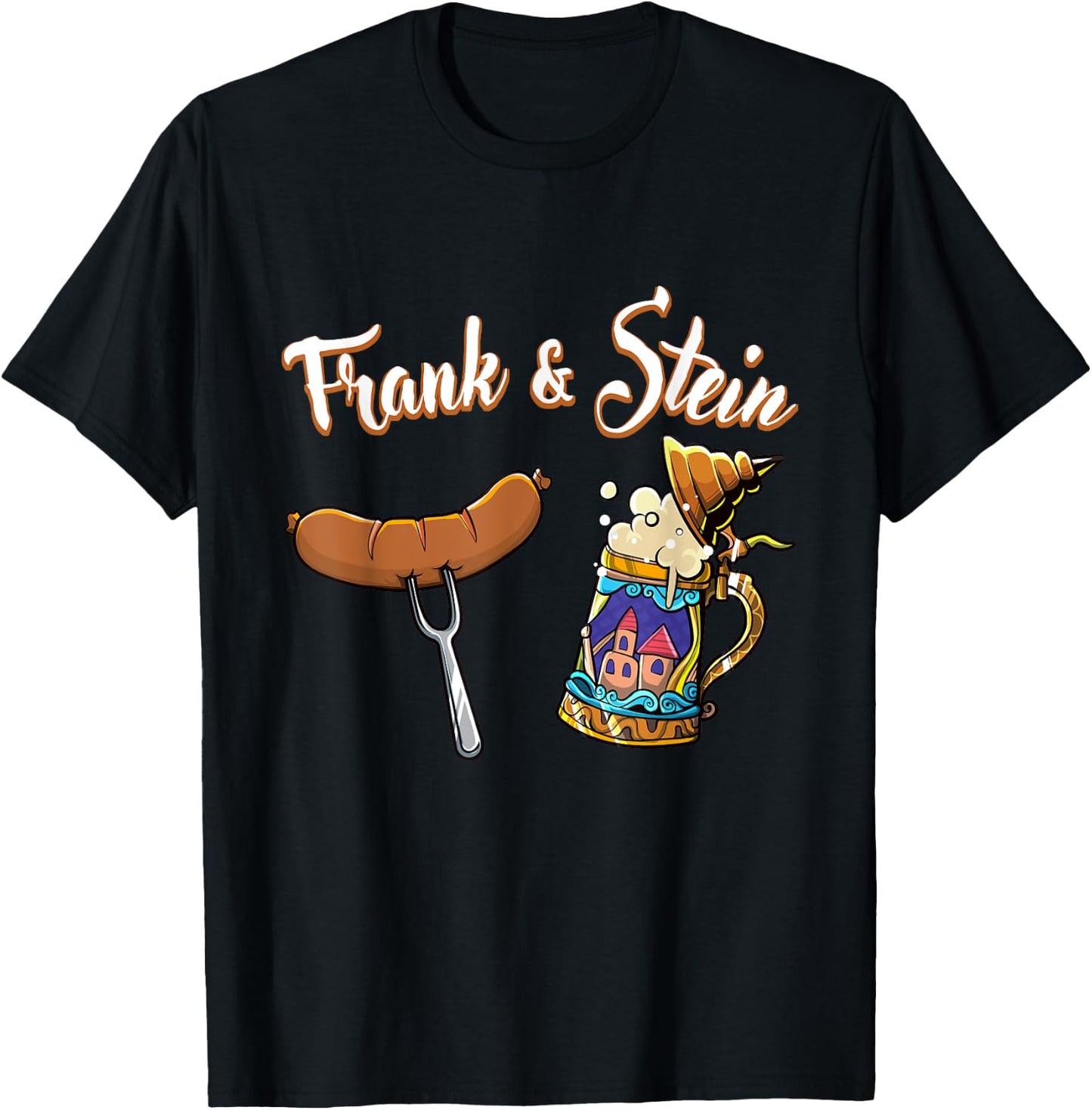 Frank & Stein Oktoberfest Funny Bratwurst Beer German Food T-Shirt - T-Shirt | Black