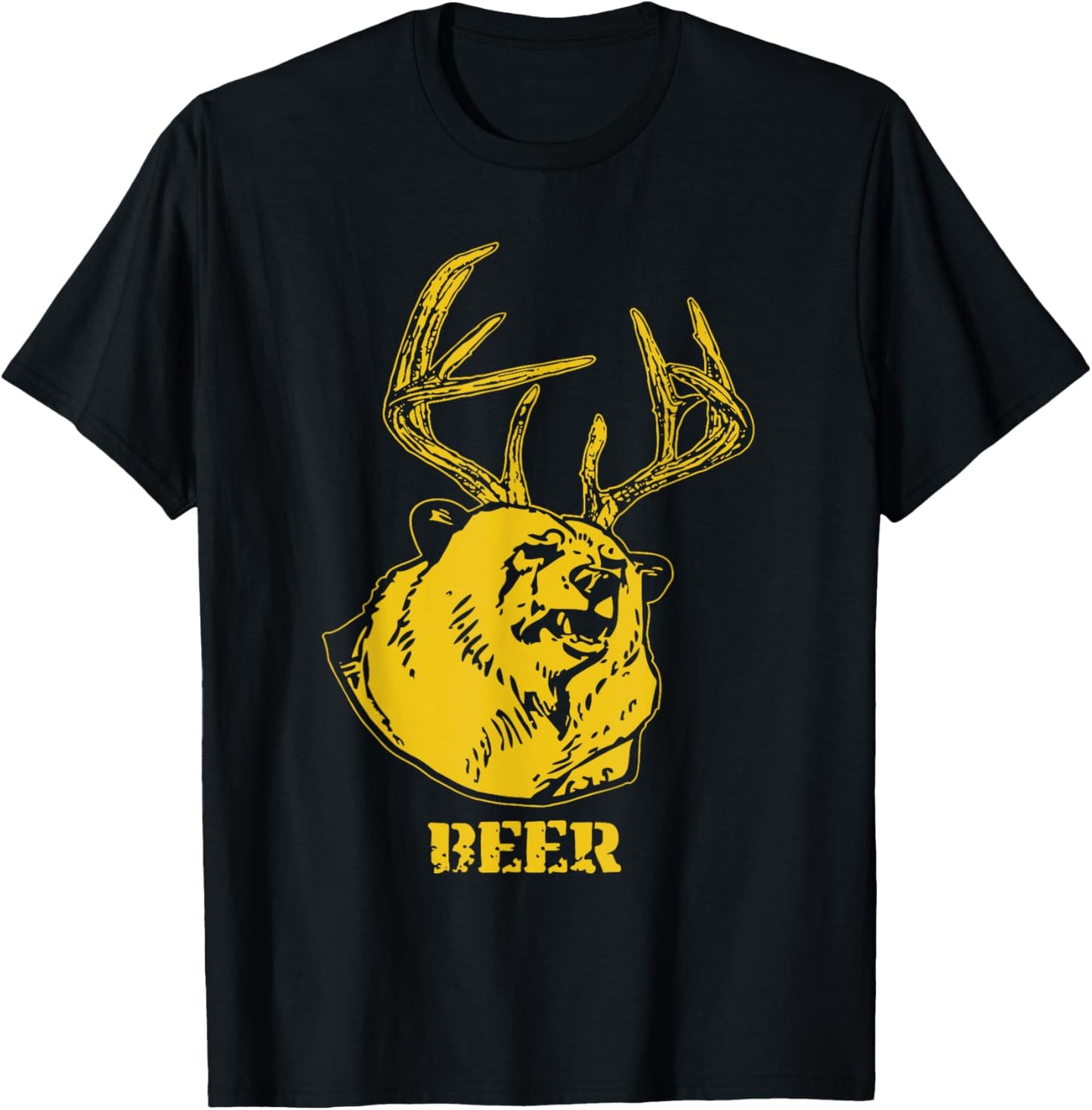 Funny Bear Plus Deer Equals Beer Deer Hunting USA Hunter T-Shirt - T-Shirt | Black