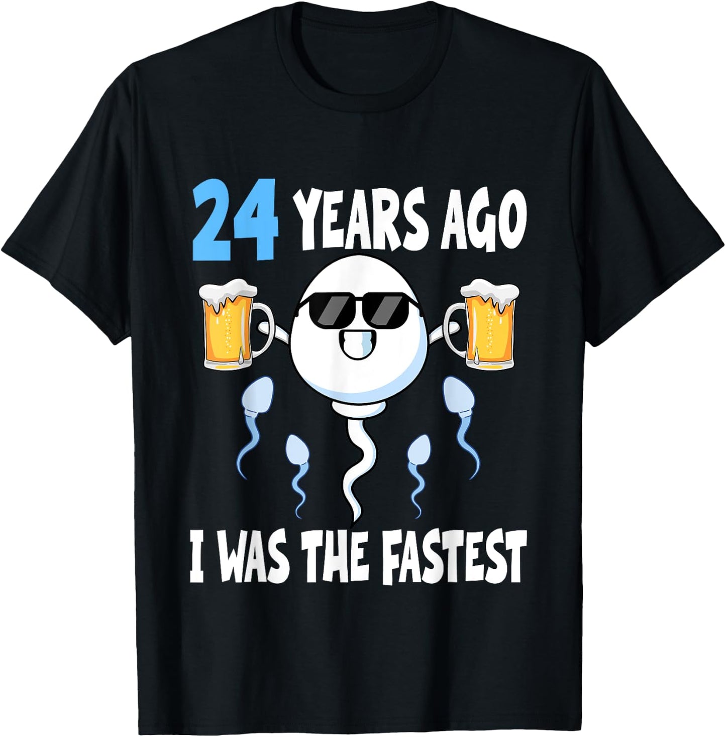 24 Years Ago I Was The Fastest - Birthday Decorations Party T-Shirt - T-Shirt | Black