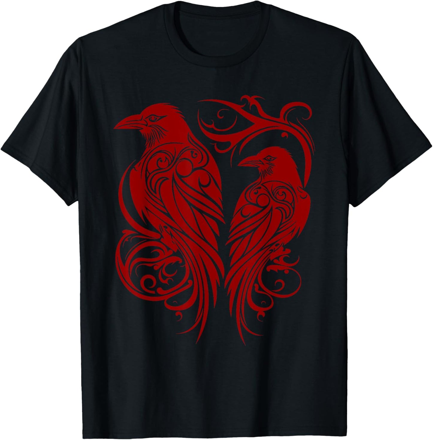 Odins Raven Norse Mythology Viking Birds Celtic Knots Asgard T-Shirt - T-Shirt | Black