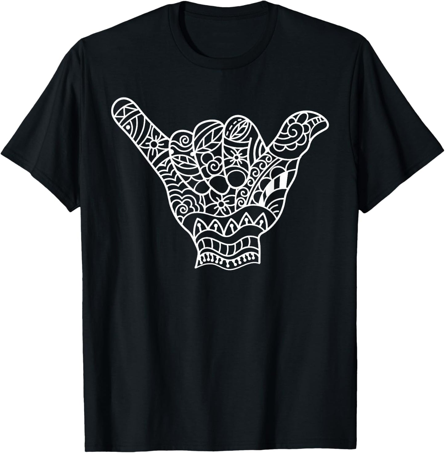 Polynesian Shaka Hand Art Men Women Hawaiian Tribal Tattoo T-Shirt - T-Shirt | Black