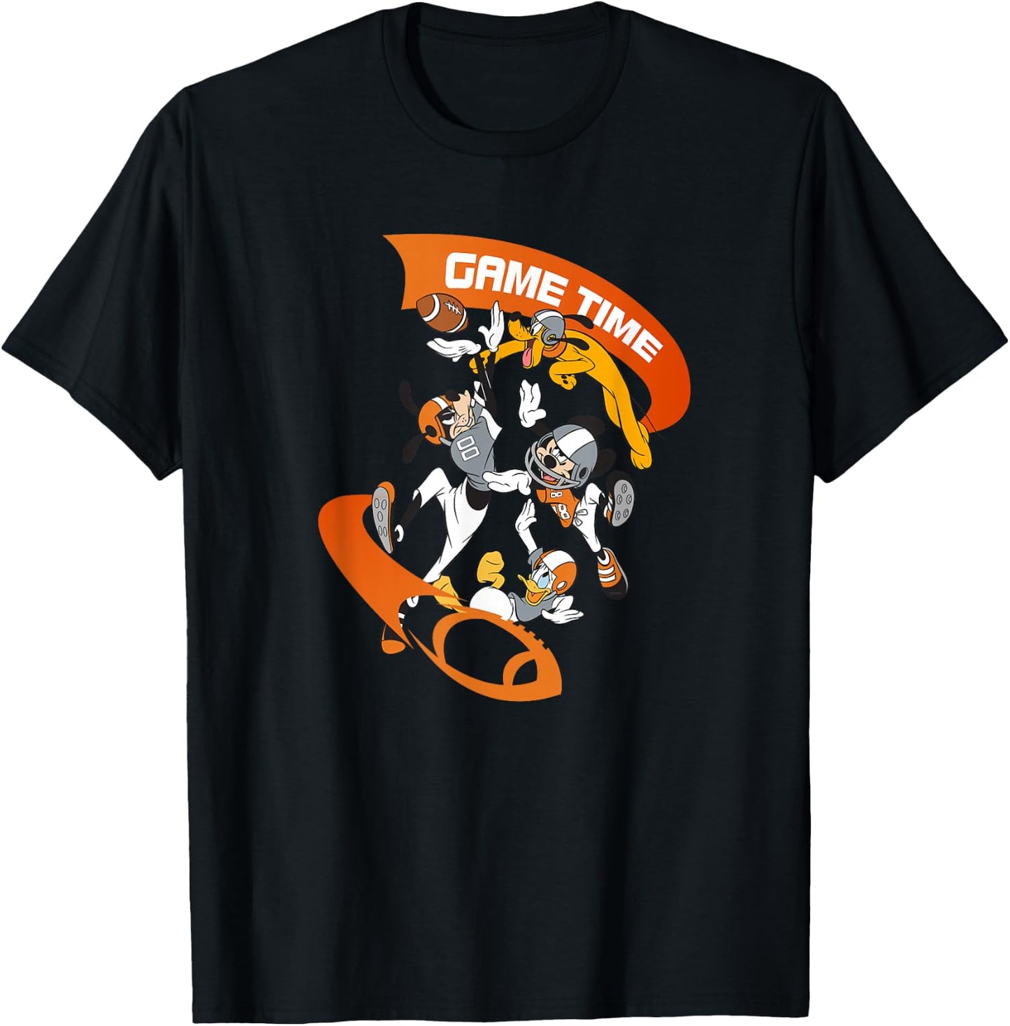 Disney Mickey Goofy Donald & Pluto Game Time Football Sports T-Shirt - T-Shirt | Black