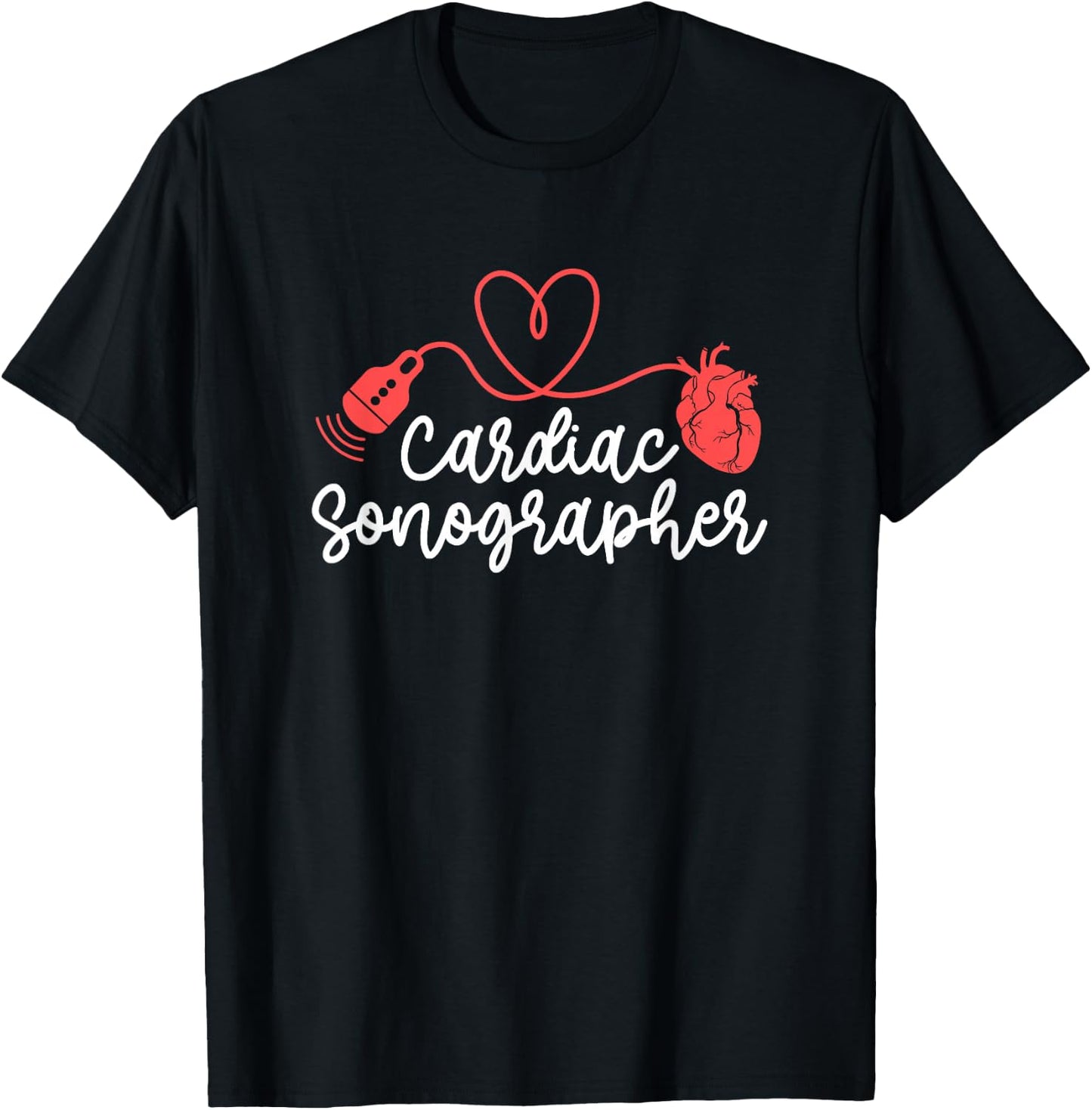 Cardiac Sonographer Heart Cardiac Sonography T-Shirt - T-Shirt | Black