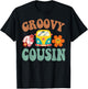 Retro Groovy Cousin Matching Family 1st Birthday Party T-Shirt - T-Shirt | Black