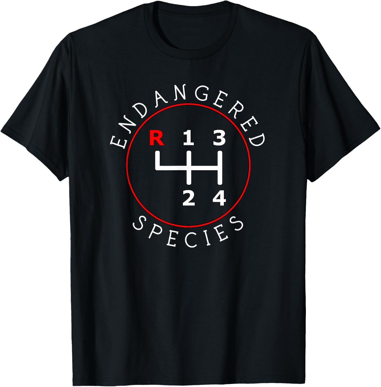 Endangered Species Manual Gearbox Stick Shift 4 Speed 1320 T-Shirt - T-Shirt | Black