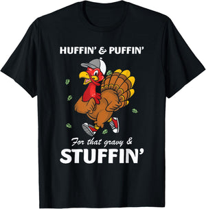 Marathon Running Turkey Trot Funny Thanksgiving Team T-Shirt - T-Shirt | Black