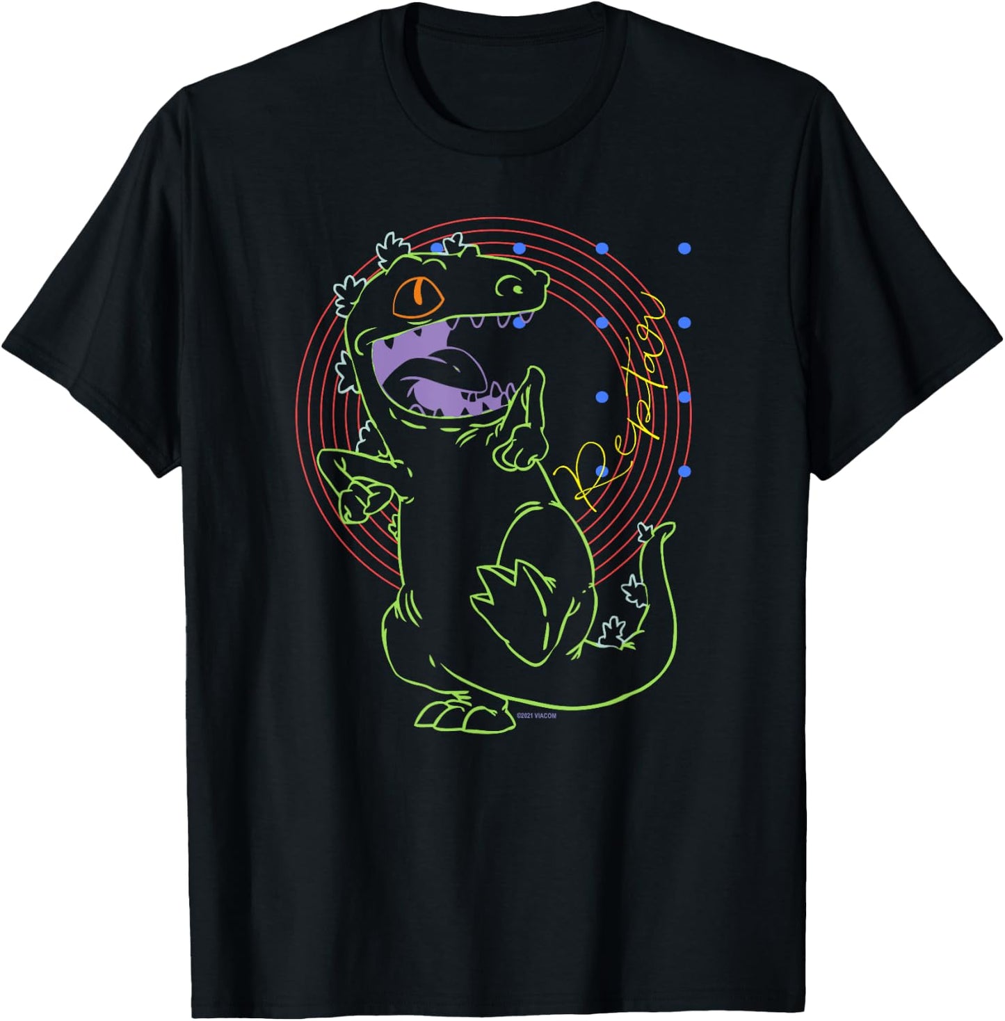 Mademark x Rugrats - Reptar - Retro Outline T-Shirt - T-Shirt | Black
