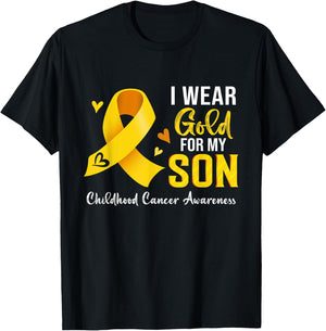 I Wear Gold For My Son Childhood Cancer Awareness T-Shirt - T-Shirt | Black