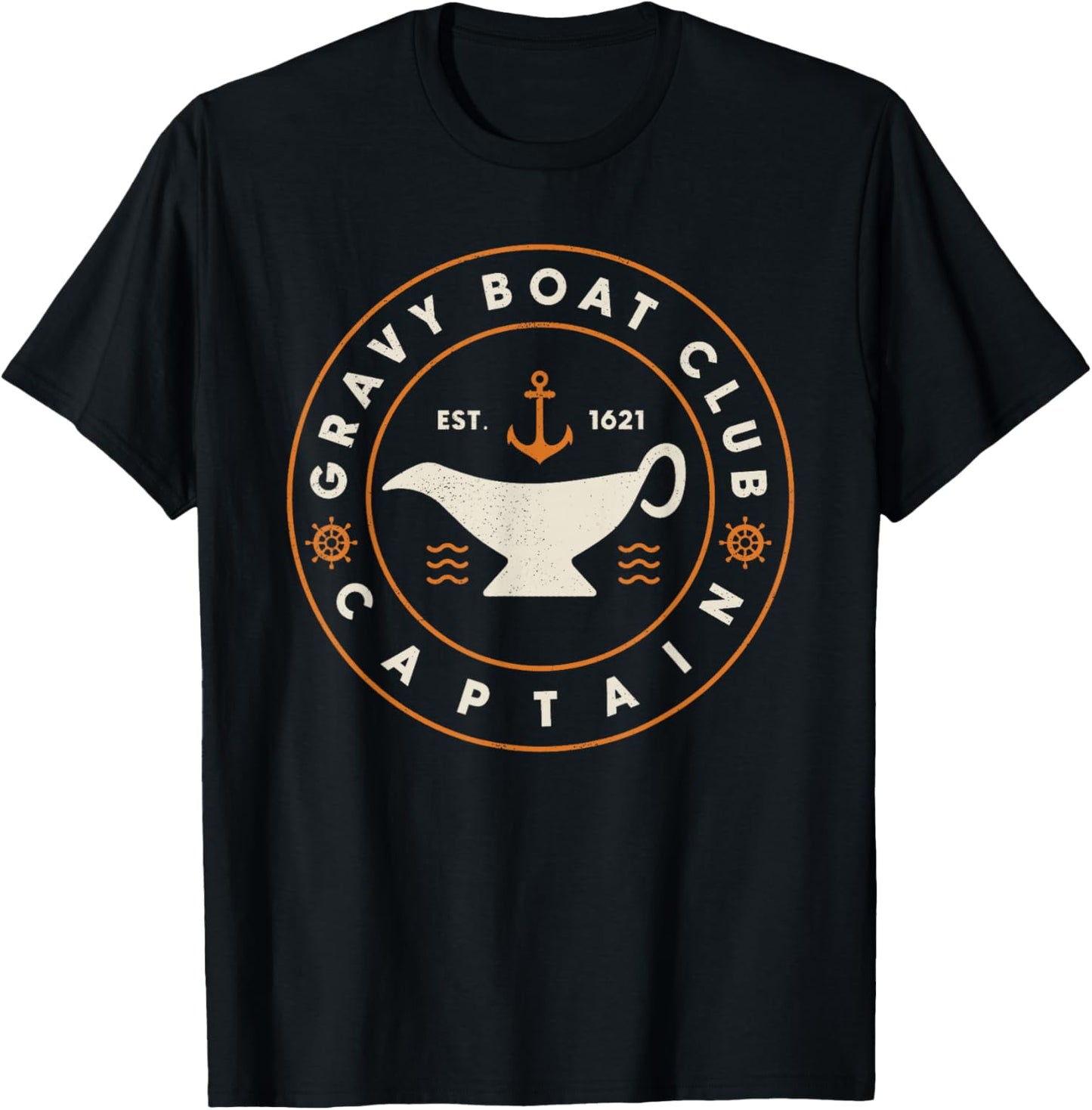 Funny Gravy Boat Captain Thanksgiving T-Shirt - T-Shirt | Black