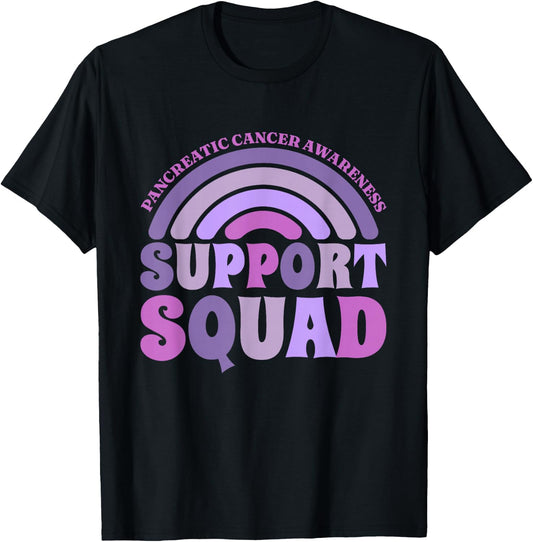 Support Squad Pancreatic Cancer Awareness, Pancreatic Cancer T-Shirt - T-Shirt | Black