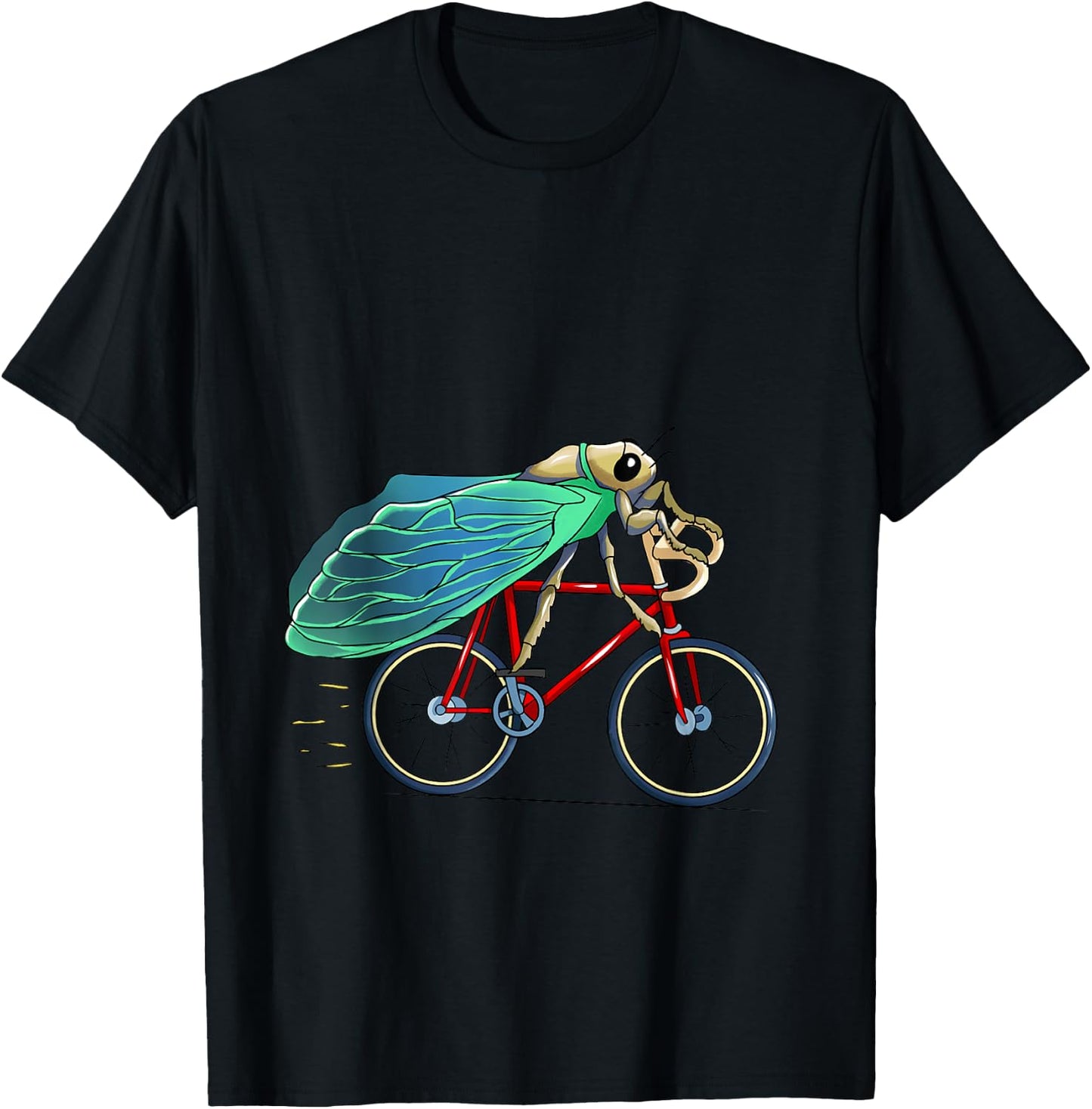 cicada Riding Bicycle Cute Biker Cyclist T-Shirt - T-Shirt | Black