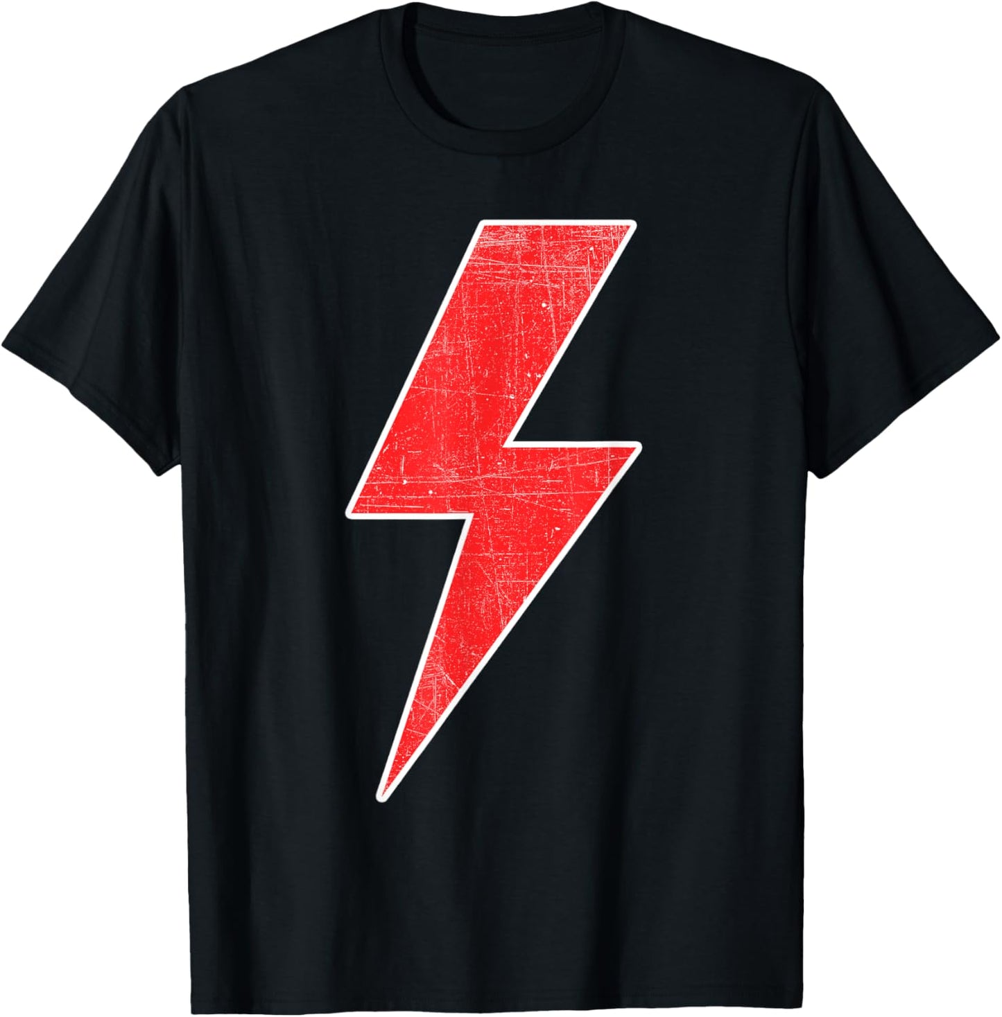 RED & WHITE Thunderbolt Lightning Bolt Design Team T-Shirt - T-Shirt | Black