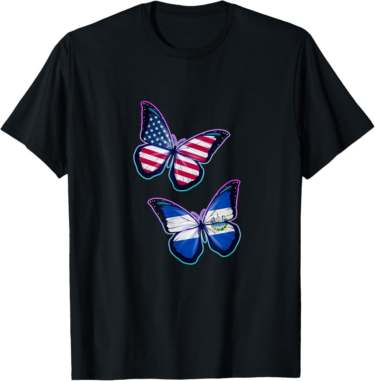 El Salvador and the USA bicultural roots. Butterfly version T-Shirt - T-Shirt | Black