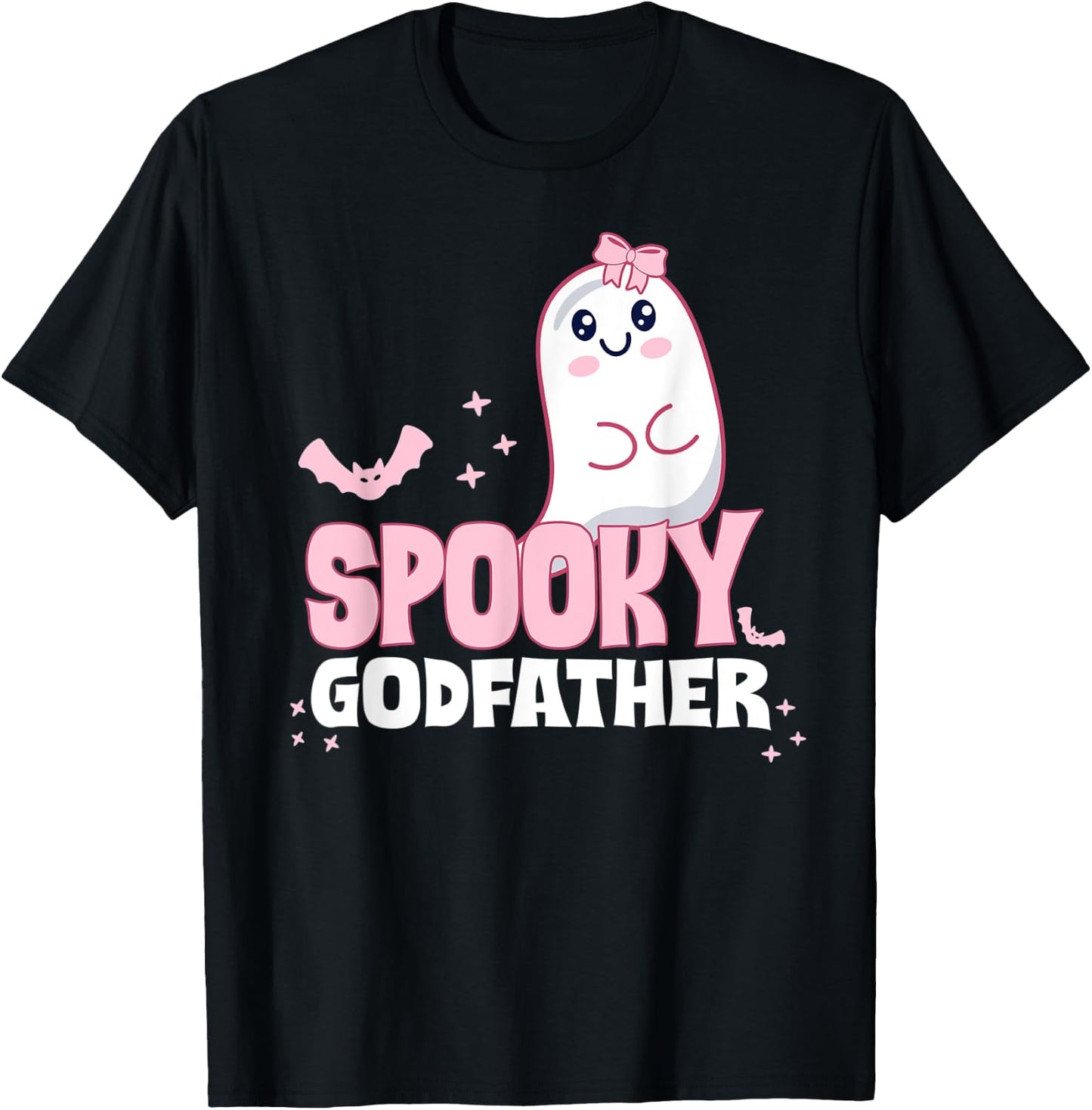 Spooky Godfather Family Cute Pink White Ghost Boo Halloween T-Shirt - T-Shirt | Black
