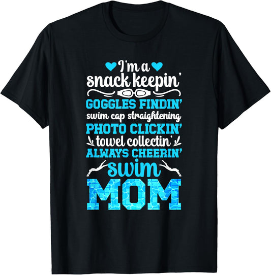 I'm A Swim Mom of A Swimmer Mom Swimming Mother Swim Mama T-Shirt - T-Shirt | Black