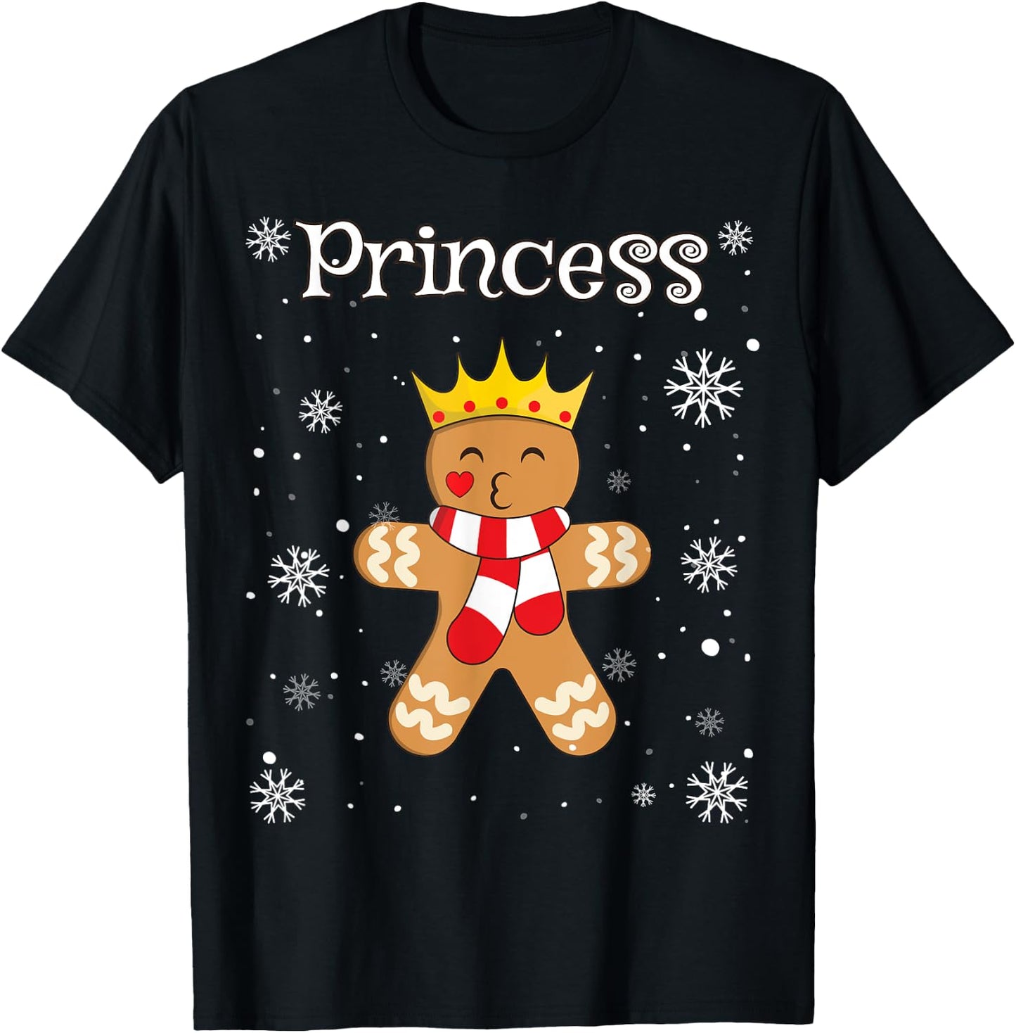 Princess Gingerbread Shirt Girls Funny Christmas Matching T-Shirt - T-Shirt | Black
