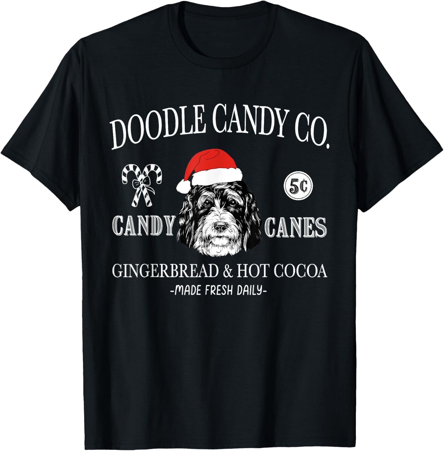 Funny Santa Bernedoodle Doodle Mom Christmas Vintage Holiday T-Shirt - T-Shirt | Black