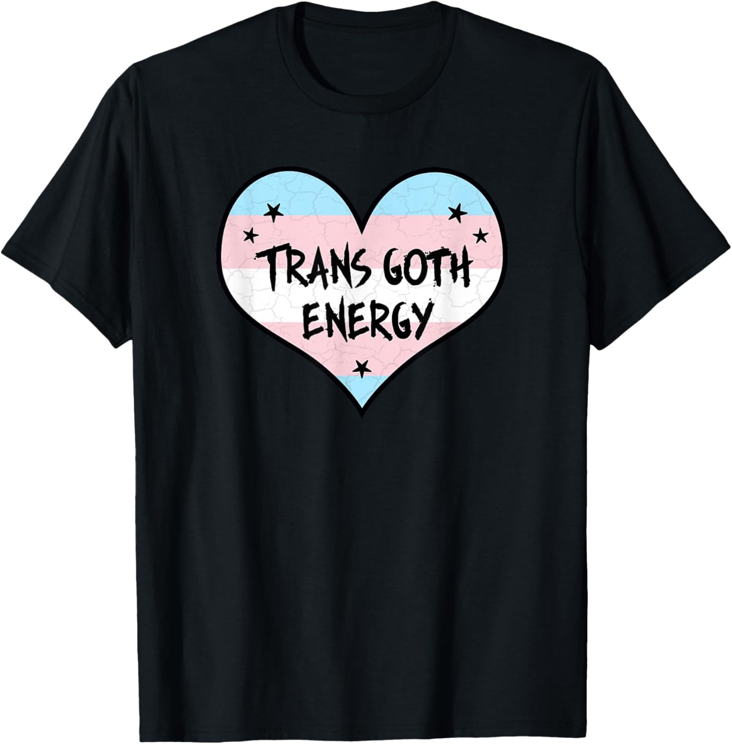 Trans Goth Energy Transgender Pride Flag Gothic Heart T-Shirt - T-Shirt | Black