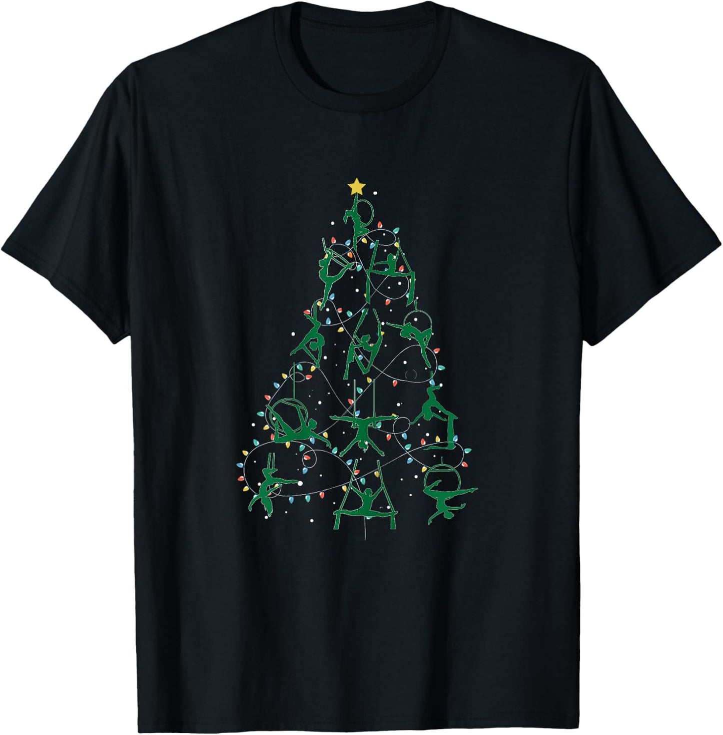 Holiday Christmas Aerial Tree T-Shirt - T-Shirt | Black