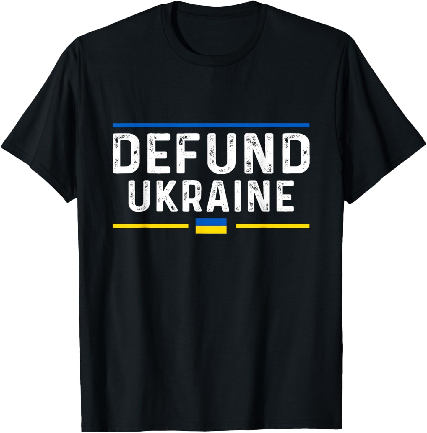 Defund Ukraine Pro America Vintage Typography Political Meme T-Shirt - T-Shirt | Black