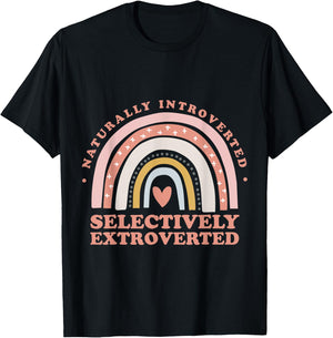 Naturally Introverted Selectively Extroverted - Rainbow T-Shirt - T-Shirt | Black