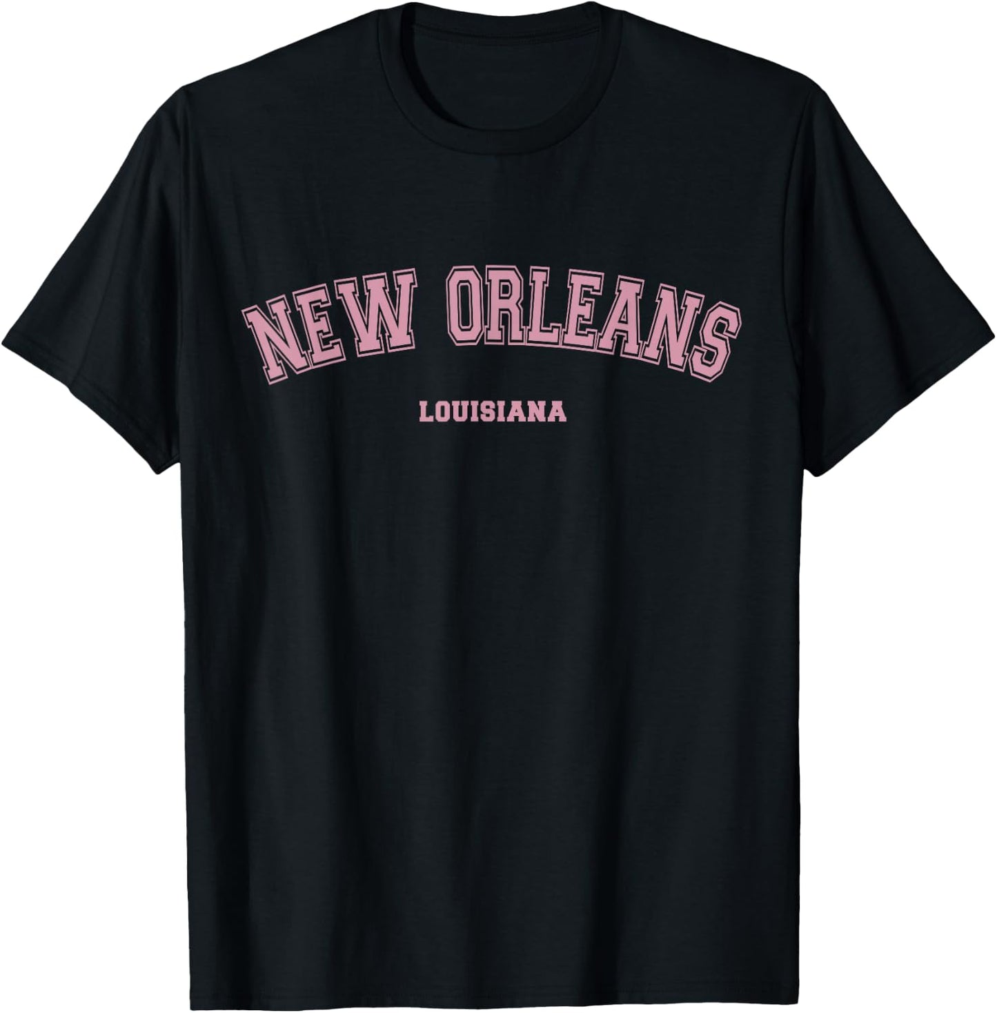 Pink New Orleans Louisiana LA Varsity Style on New Orleans T-Shirt - T-Shirt | Black