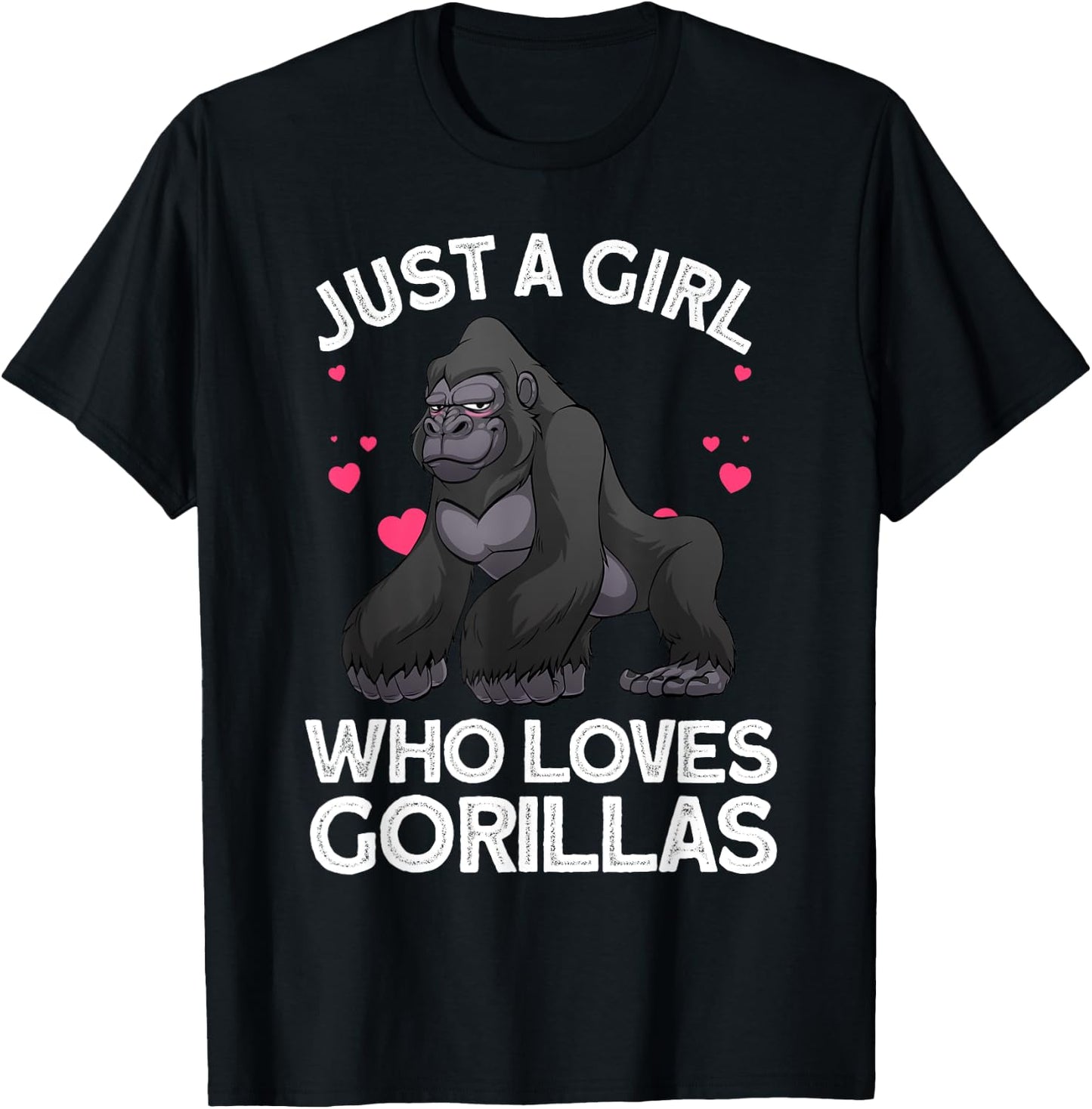 Funny Gorilla Design For Girls Kids Women Gorilla Ape Lover T-Shirt - T-Shirt | Black